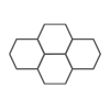 Line graphic showing four hexagon shapes 